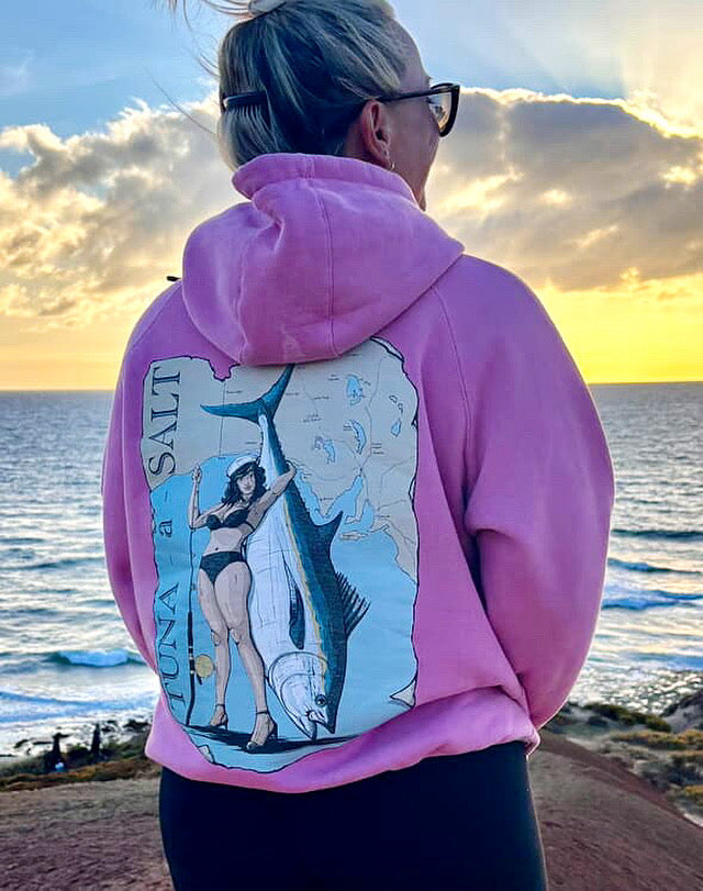 Wild Catch Hoodie - Pink/Slate Green